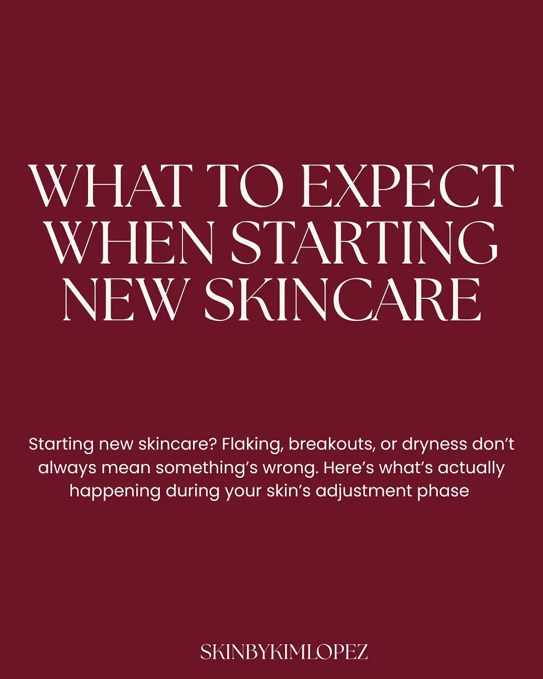 When starting new skincare, some temporary changes are normal.
Here’s what to expect as your skin adjusts❤️