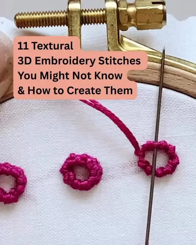 Want to give 3D embroidery a try?⁠
My latest blog post covers 11 raised embroidery stitches you might not know and how to stitch them. I share step by step and offer video tutorials. This videos shares a glimpse at a few of the stitches you’ll learn to stitch and more.

#embroidery #embroiderystitches #blogpost #howto #crafty #fiberarts #mcreativej #3Dembroidery
