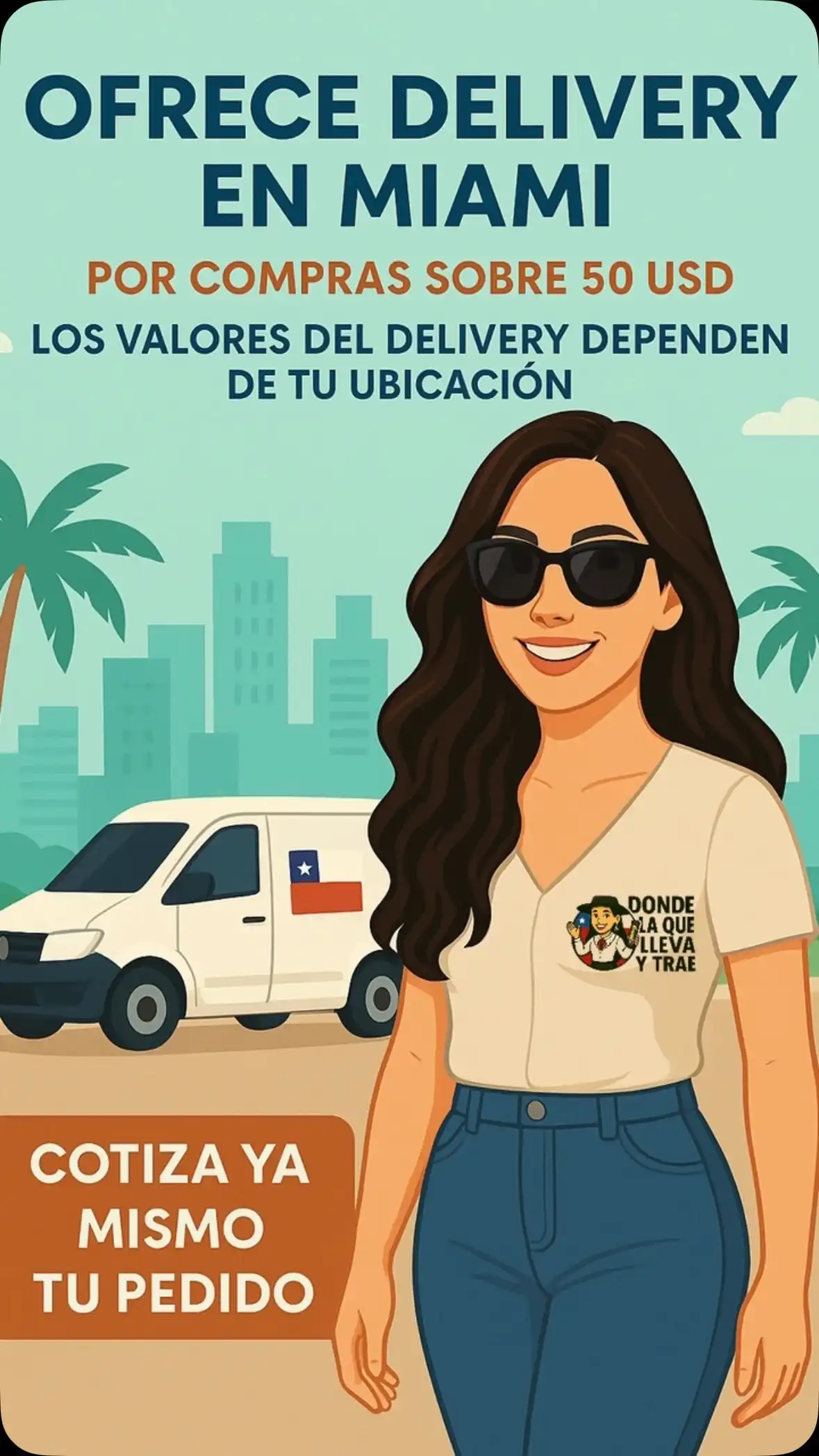📍Vecis de Miami 🏝️🌇
¡ Donde La Que Lleva y Trae, tenemos delivery disponible previa coordinación! 🚗✨
Consulta si tu dirección está dentro de nuestra cobertura y listo ✅
Recibe tus productos favoritos en la comodidad de tu hogar 🏡💝 #productoschilenos🇨🇱 #chilenosenusa🇨🇱🇺🇸 #chilenosenmiami #deliveryenmiami #chilenosenusa