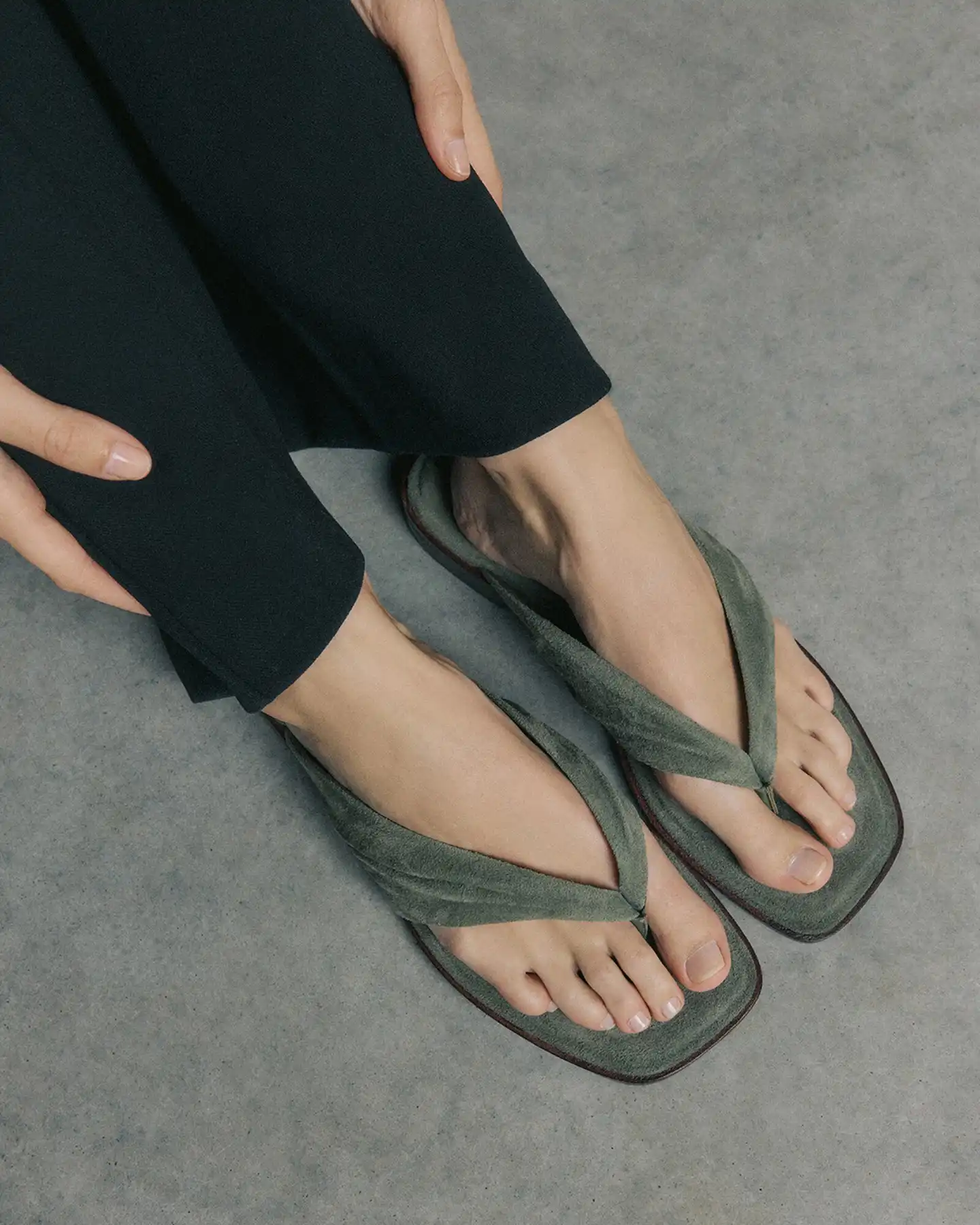 REGGIE’s gathered suede and sleek finish make it the slide you’ll wear on repeat this season #jomercer