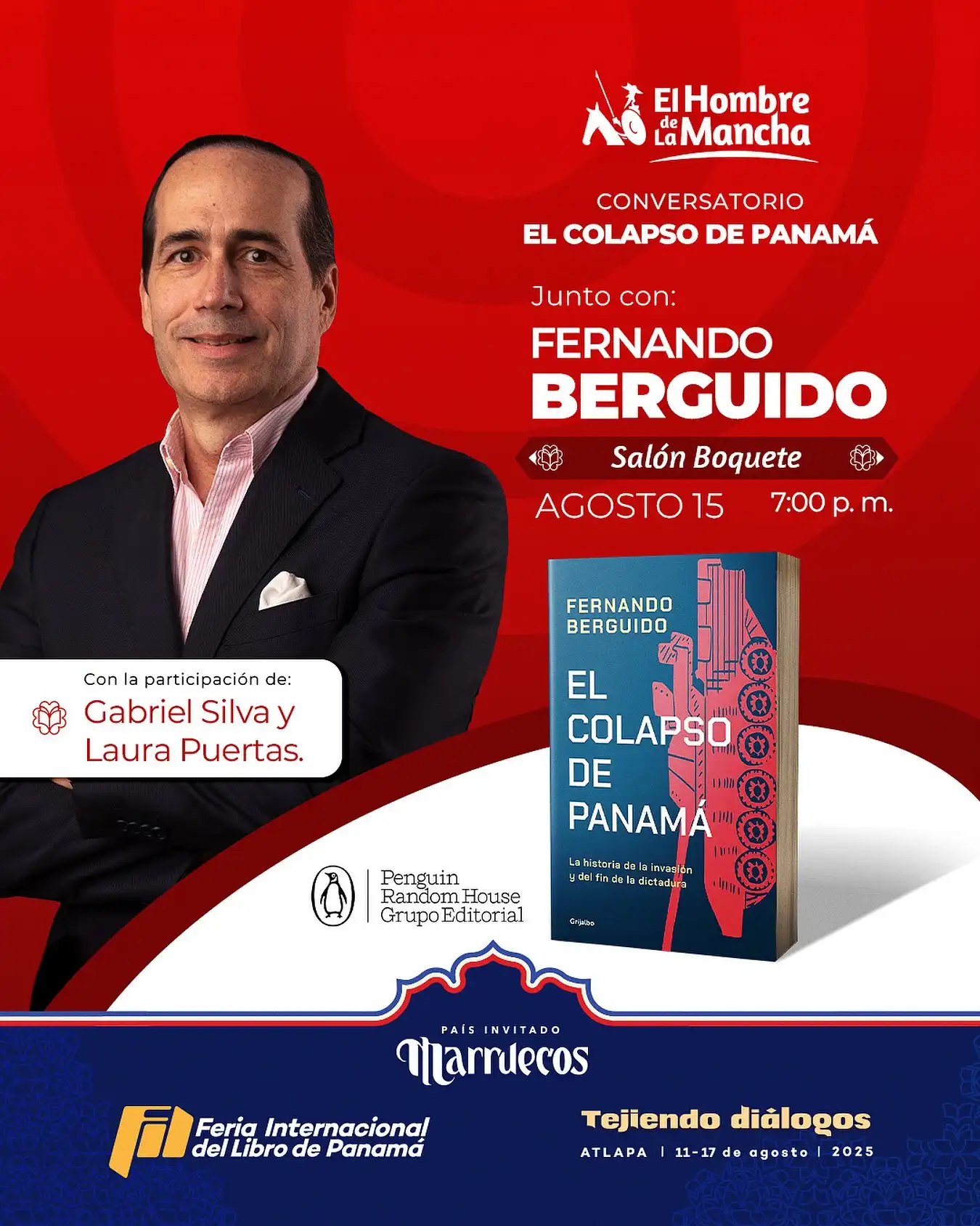 ¿Están listos para la FIL 2025? ✨📚

Los invitamos al conversatorio El colapso de Panamá.

La historia de la invasión y del fin de la dictadura. Han pasado ya treinta y cinco años de aquellos acontecimientos, y hasta ahora no se había abordado el periodo comprendido entre 1984 y 1989 de forma tan completa y fluida, con entrevistas inéditas a sus protagonistas, relatos desconocidos y documentos confidenciales que ven la luz por primera vez. 

🎙️ Junto con el autor Fernando Berguido.

🎤 Moderado por Gabriel Silva y Laura Puertas.

📍 Salón Boquete.

🗓️ 15 de agosto.

⏰  7:00 p. m.

¡No faltes!