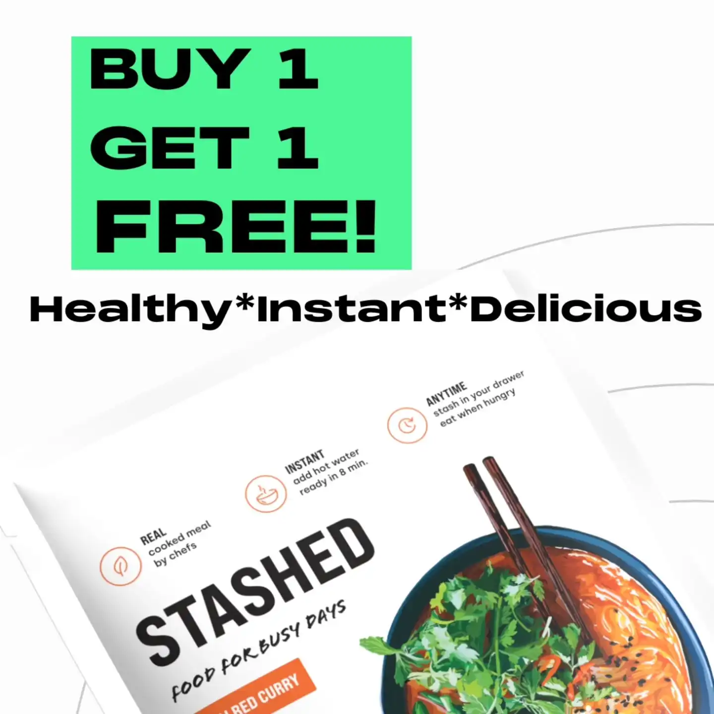 AMAZING PROMO DEAL!
BUY 1 GET 1 FREE! 
Order your product and add 1 for free at the check out!
Hurry up, this offer is limited-time only and while supplies last!
Fuel your day with quick, healthy, and delicious freeze-dried meals.
#StashedEats #BOGO #HealthyMealsOnTheGo #FreezeDriedFood #MealPrepMadeEasy