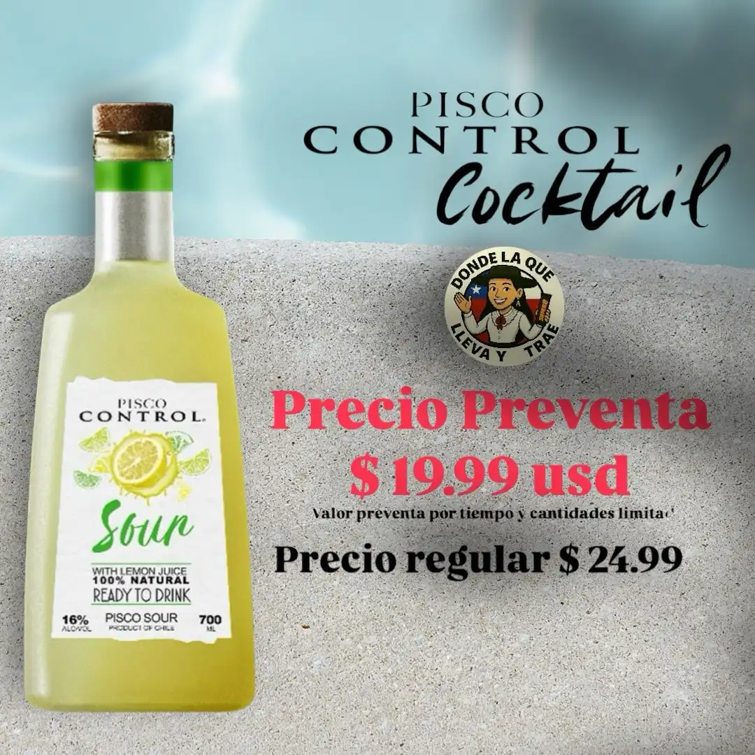 🇨🇱✨ ¡AGOSTO LLEGÓ Y SE VIENE LA PREVIA DIECIOCHERA! ✨🇨🇱
Ya está disponible en PREVENTA el clásico Pisco Sour Control 700ml, directo desde Chile 🍋🇨🇱 @dondelaquellevaytrae 

🎉 Sólo por tiempo limitado a $19.99 USD
(Precio regular $24.99)

📦 Tenemos también precios mayoristas por caja de 6.
Perfecto para tus eventos, celebraciones o para revender.

¡No te quedes sin el tuyo!
💬 Escríbenos por DM o WhatsApp
📍Disponible en Miami con envíos a todo USA 🇺🇸

Porque en este 18… ¡no puede faltar el sour como en casa! 🥂

#DondeLaQueLlevaYTrae #PiscoSour #Control #FiestasPatriasUSA #ChilenosEnUSA #18deSeptiembre