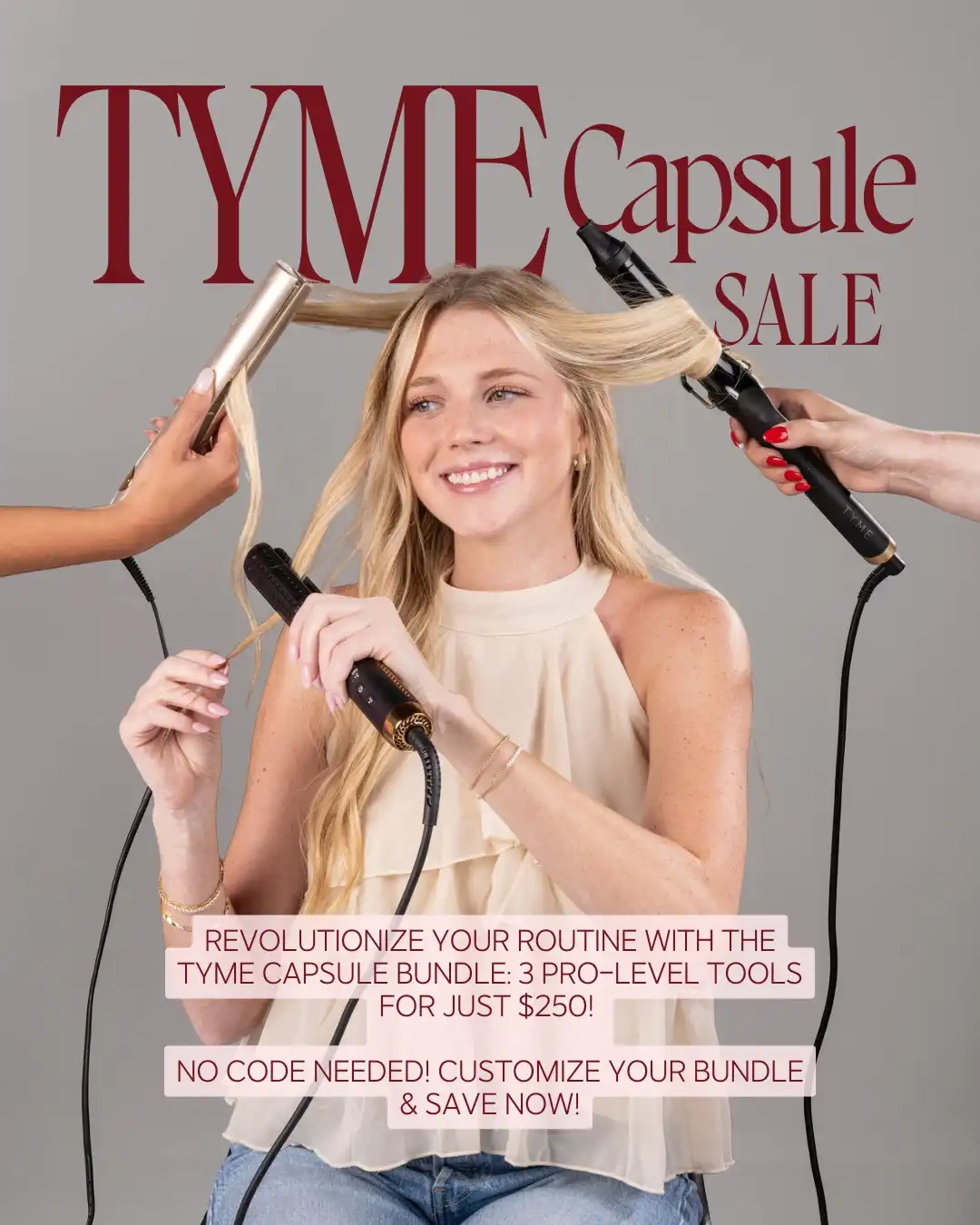 Ready to upgrade your hair game? 💁♀️ The TYME Capsule bundle gives you 3 professional hair tools for just $250! Designed for effortless, salon-quality styles at home ✨
✔️ TYME Iron Pro: curl + straighten in one tool
✔️ Choice of 1.25” or 2” curling barrel for perfect waves or bouncy curls
✔️ FREE hot tool of your choice
Whether you want voluminous curls, sleek straight hair, or that perfect blowout look, this bundle has everything you need. 🙌🏼
🔥 Limited time only. Comment