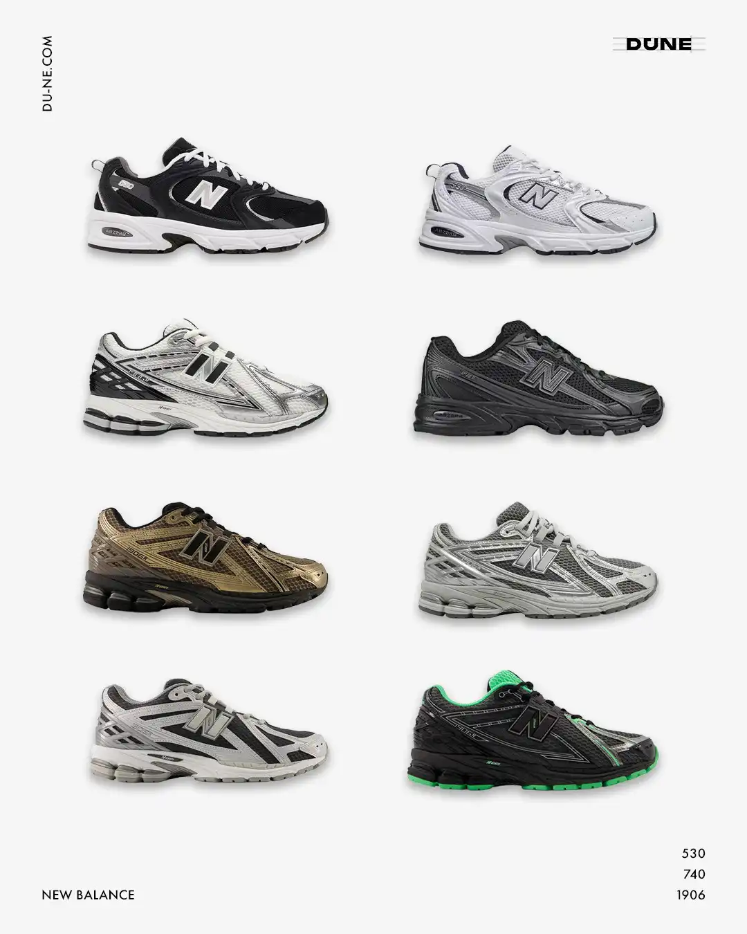 New Balance — від ортопедичних вставок до культових кросівок.⁠
⁠
У 1906 році в Бостоні Уільям Райлі заснував компанію, яка виготовляла ортопедичні устілки. Але справжній прорив стався у 60-х, коли світ побачив легендарну модель Trackster — перші кросівки з хвилястою підошвою. В 1976 році компанія розробляє нову модель бігового взуття М320, яка посідає перше місце в авторитетному журналі Runner's World. Логотип N вперше з’явився саме на цій моделі кросівок. New Balance  завжди обирав якість, інновації та зручність, тому й сьогодні залишається брендом для тих, хто цінує витриману естетику.⁠
⁠
DU-NE.COM ⁠
⁠
КИЇВ, МИТРОПОЛИТА ВАСИЛЯ ЛИПКІВСЬКОГО, 16Б⁠
⁠
ПН-НД з 10:00 до 20:00⁠
⁠
+38 093 667 51 24⁠