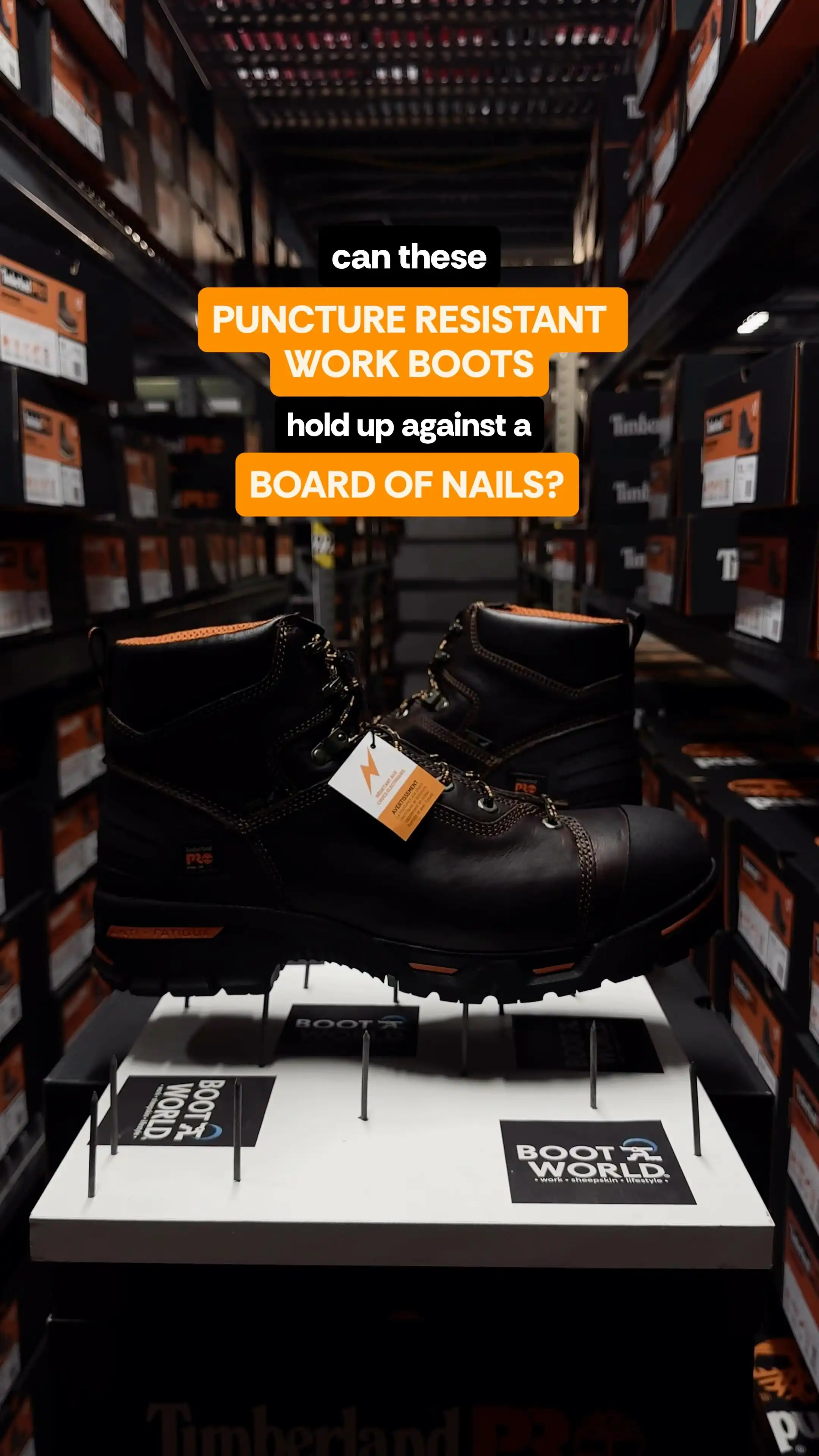Puncture resistant boots VS. a board of nails. Let’s see who wins! 

#BootWorld #WorkBoots #PunctureResistant #SafetyBoots #sandiegobusiness #ceo