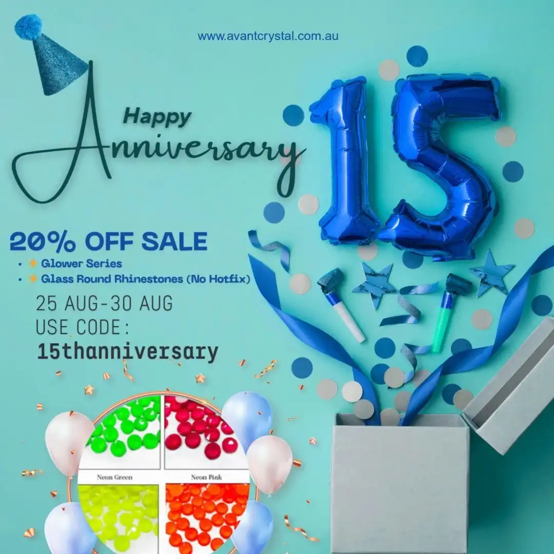 ✨ Celebrating 15 Years of Sparkle ✨
From 2010 – 2025, Avant Crystal has been your partner in bringing brilliance to every DIY creation 💎
To thank you for 15 amazing years, we’re giving you:
🎉 20% OFF Glower Series & Glass Round Rhinestones (No Hotfix)
🗓️ Valid: Aug 25 – Aug 30
🔑 Use code: 15thanniversary
🚫 Excludes wholesale
💖 Thank you for making us shine for 15 years. Here’s to the next 15!
👉 Tap to shop & celebrate with us 🎉
#AvantCrystal #15thAnniversary #DIYWithStyle #SparkleEveryday #RhinestoneArt