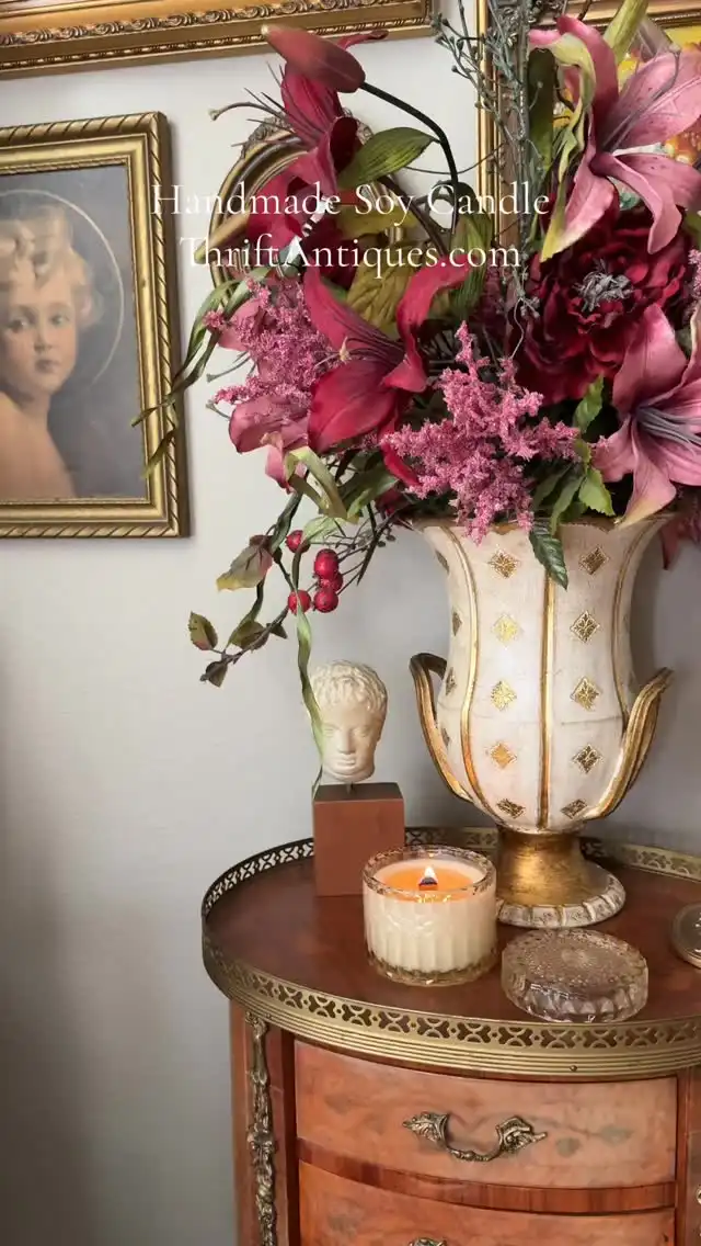 Strike a match, light the mood. Can you smell the cozy from there? Available now at ThriftAntiques.com
.
.
.
#HandpouredCandle #SoyCandle #CandleLovers #CandleMagic #CozyVibes #CandleGlow #VintageInspired #SmallBatchCandles #ThriftAntiquesHome #CandlelightMood #HandmadeWithLove #ScentedCandle #SlowLiving #SupportSmallBusiness #VintageAesthetic