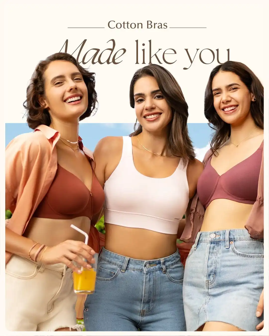 You like to keep things easy? So do our cotton bras.
Crafted with breathable comfort and ultra-soft fabric, they’re designed to feel like they were made just for you.

[amanté, cotton bra, soft support, breathable fabric, everyday comfort, non-padded bra, natural material, skin-friendly lingerie, effortless basics, grounded style, gentle strength, made like you, timeless essentials]